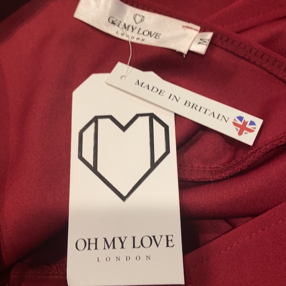 NWT “Oh My Love “ burgundy sleeveless bodysuit with bow accent. Size Med… - Picture 7 of 8